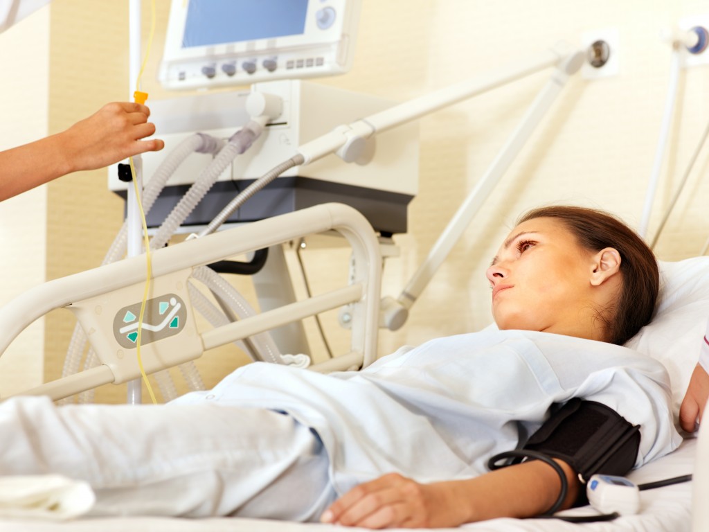 woman on the hospital bed