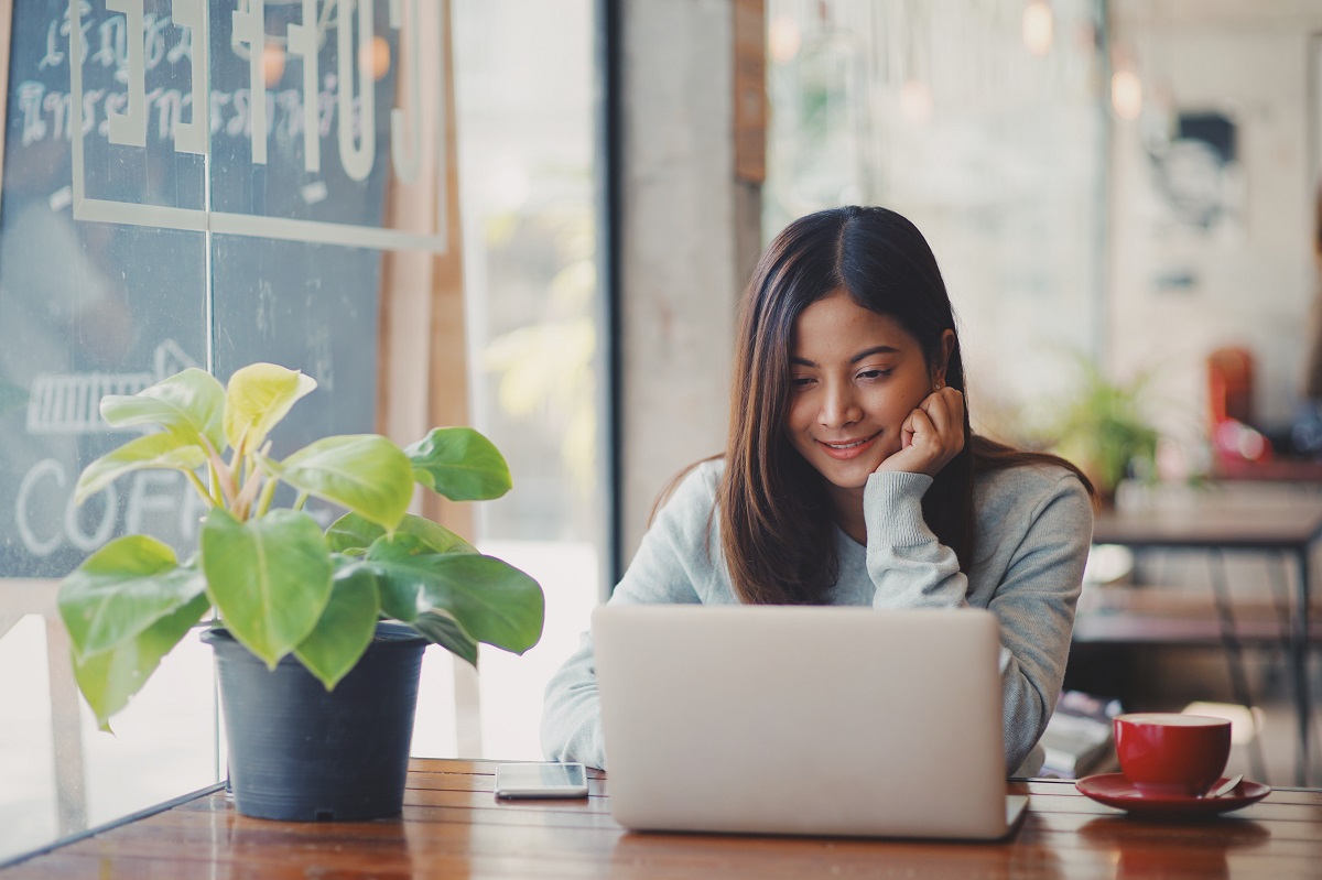 Woman using laptop