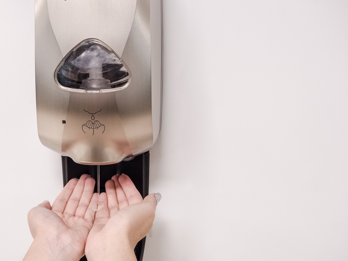 sanitizing hands