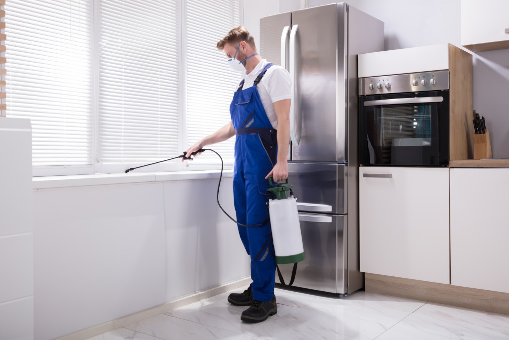 kitchen being sanitized