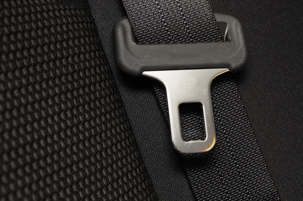 Closeup on a seat belt of a car